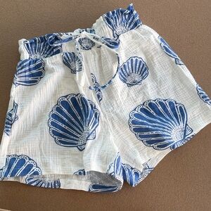 Blue and White Seashell Print Shorts